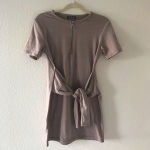 FASHION NOVA MOCHA TIE WAIST MINI DRESS